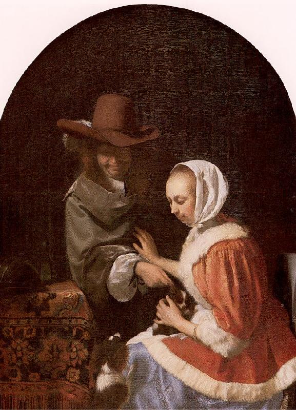 MIERIS, Frans van, the Elder Teasing the Pet oil painting image